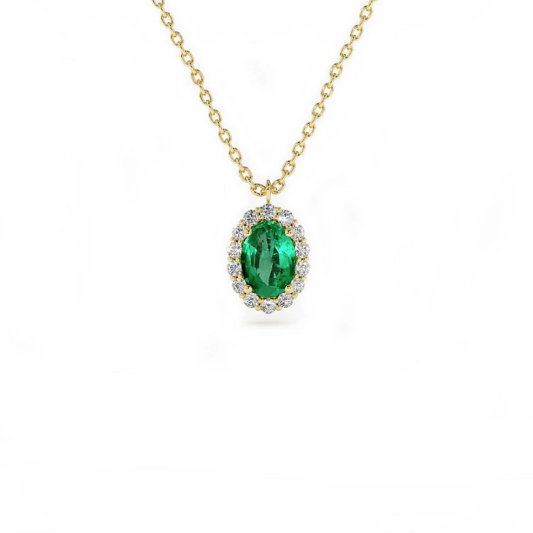 Pandantiv Anturaj din Aur cu Smarald Oval si Diamante - model pan3153
