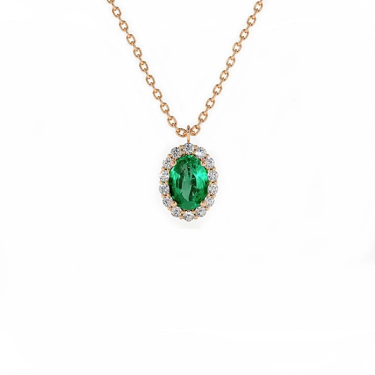 Pandantiv Anturaj din Aur cu Smarald Oval si Diamante - model pan3153