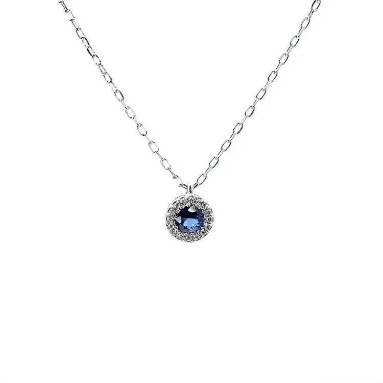 Pandantiv din Aur cu Safir Rotund si Diamante Incolore - model pan3638sfdi