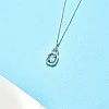 Pandantiv din Aur cu Topaz Emerald Swiss Blue de 8x6mm si Diamante Incolore - model pan4450