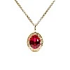 Pandantiv Anturaj din Aur Galben 18K cu Rubin Oval Lab Grown si Diamante - model pan4676