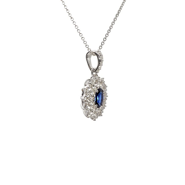 Pandantiv Anturaj din Aur sau Platina cu Safir si Diamante - model pan4690