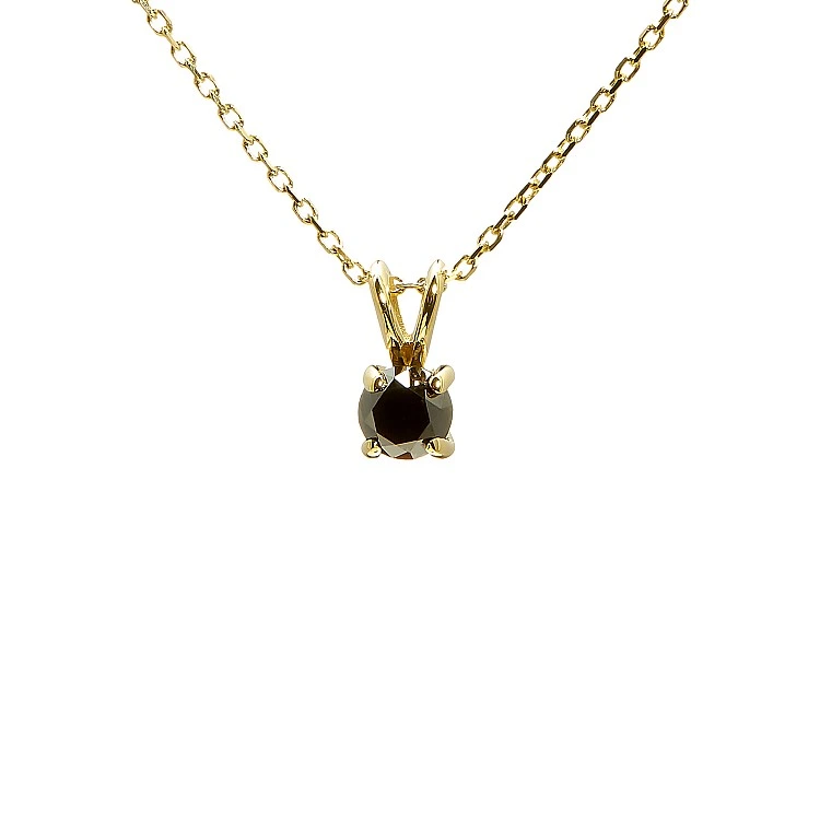 Pandantiv Solitar din Aur cu Diamant Negru Rotund - model pan525