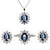Set Complet Kate Middleton Inel Cercei si Pandantiv din Aur cu Safire si Diamante Naturale - model set055