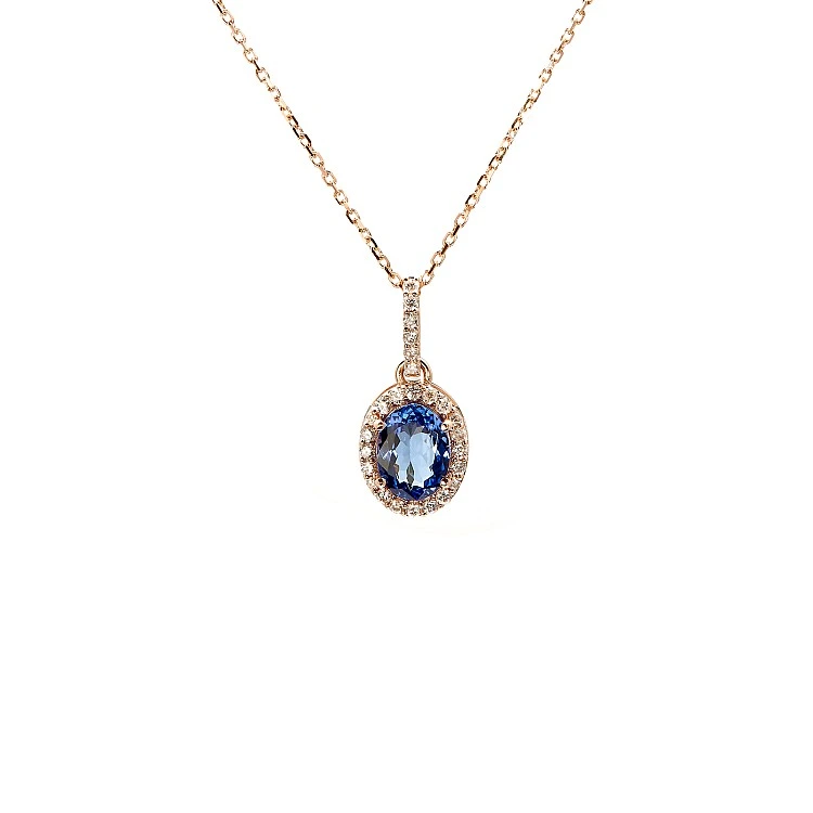 Set Fashion Bratara, Pandantiv si Cercei din Aur cu Tanzanite Ovale si Diamante - model set2118