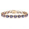 Set Fashion Bratara, Pandantiv si Cercei din Aur cu Tanzanite Ovale si Diamante - model set2118