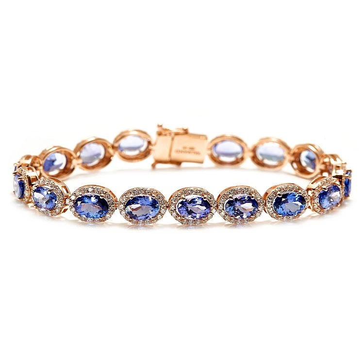 Bratara Fashion din Aur cu Tanzanite Ovale si Diamante - model br2118