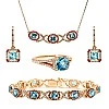 Set Fashion Cercei Inel Bratara si Pandantiv din Aur cu Topaze Diamante si Rubine - model set2705