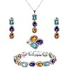 Set Fashion Cercei Inel Bratara si Pandantiv din Aur cu Pietre Colorate, Topaz Ametist Citrin si Diamante - model set3899