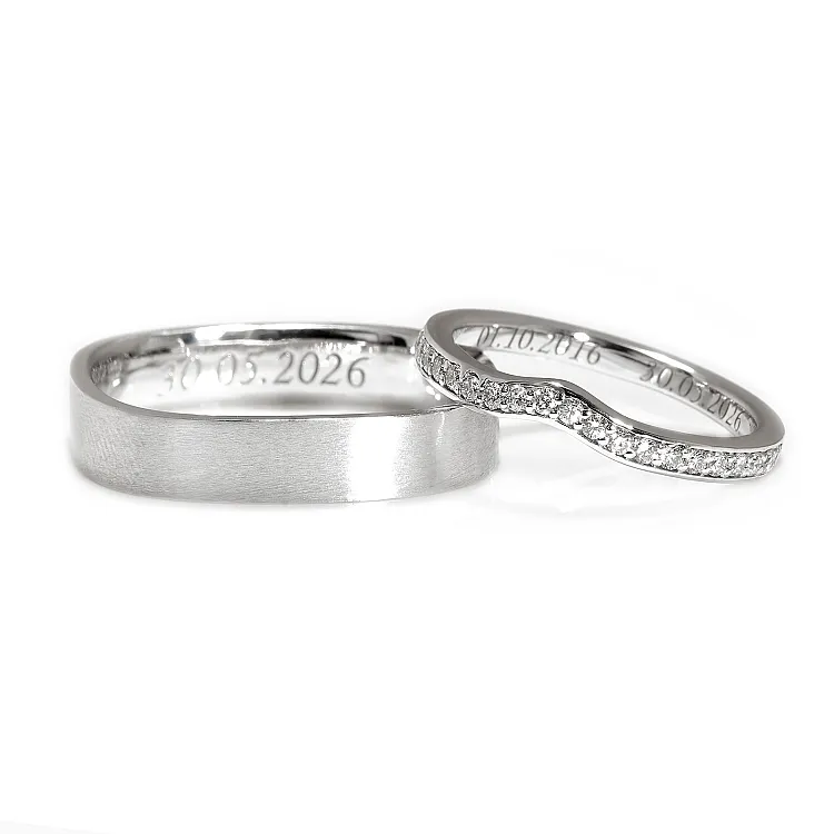 Verighete Moderne din Aur 18k sau Platina cu Diamante - model London