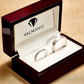 Verighete Moderne din Aur 18k sau Platina cu Diamante - model London