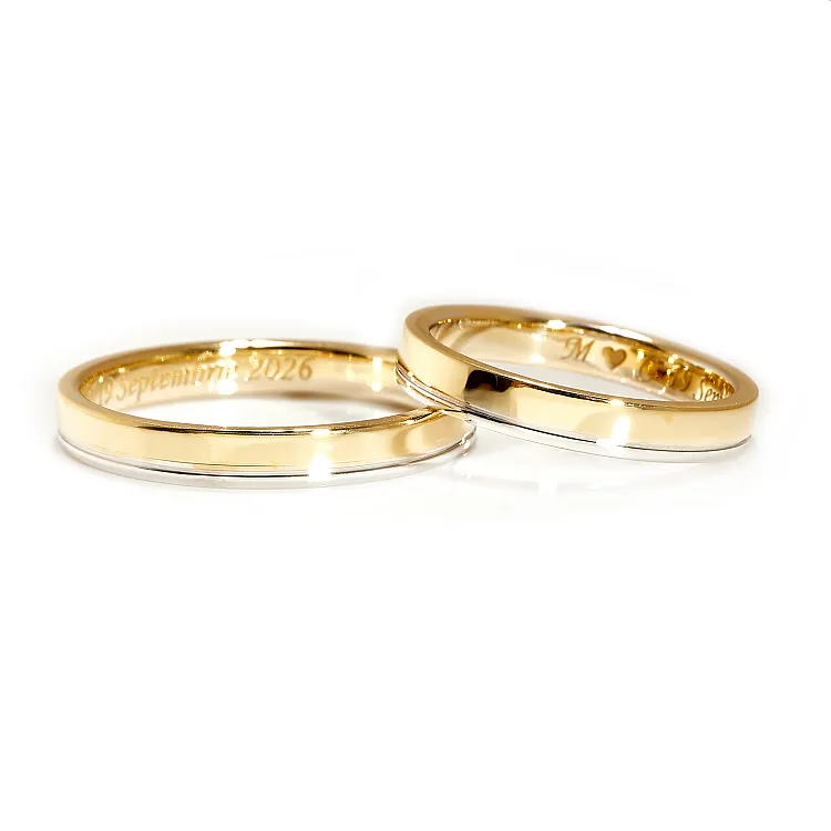 Verighete Bicolor din Aur 18k - model Nerina