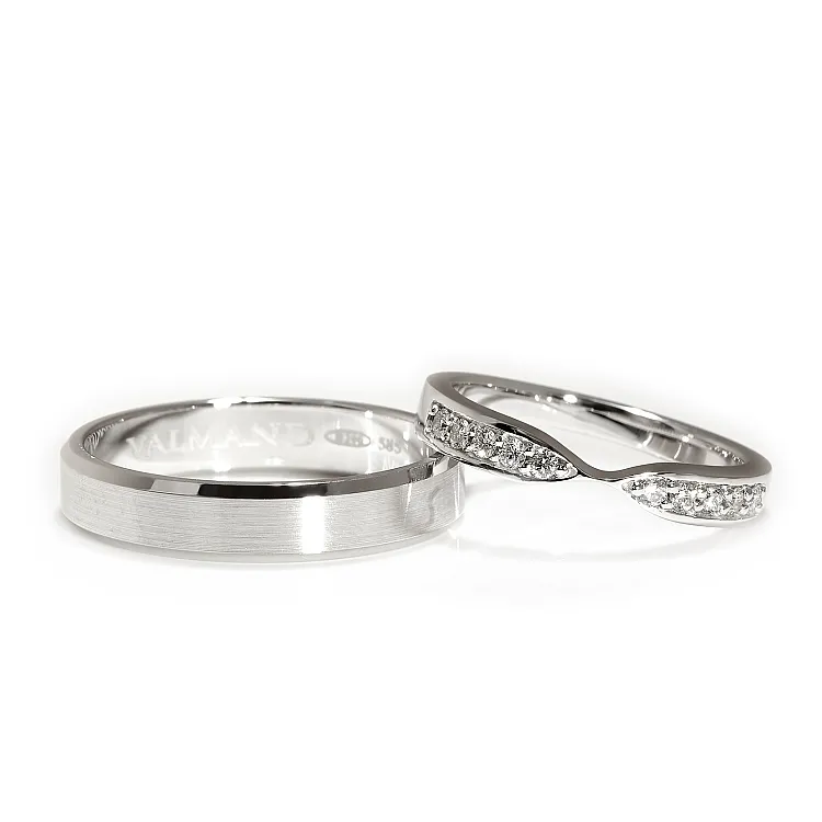 Verighete din Aur 18k sau Platina cu Diamante - model Rhea