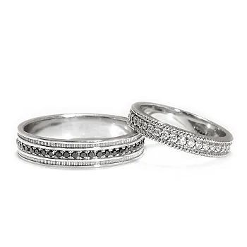 Verighete din Aur 18k sau Platina cu Diamante Incolore si Negre - model Vienna