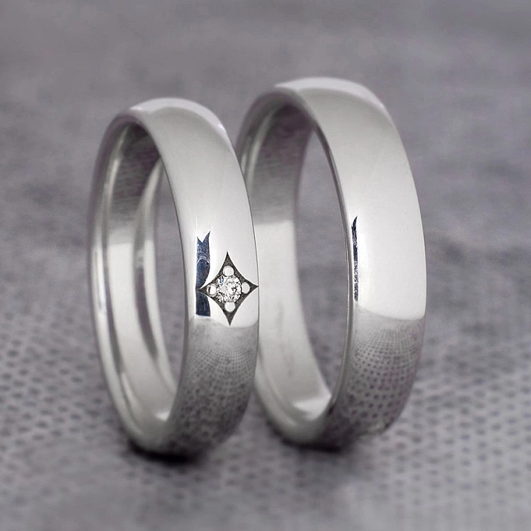 Verighete din Platina cu Diamant - model v015