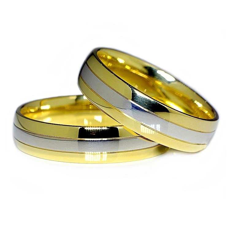Verighete din Aur 18k Galben si Alb - model v018