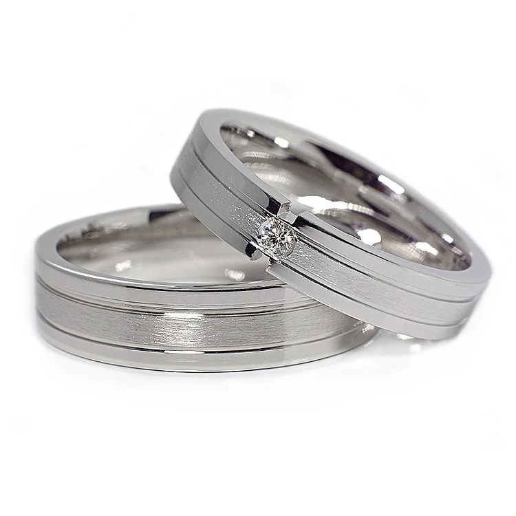 Verighete Moderne din Aur 18k cu Diamant - model v044