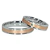Verighete Mat Sablat din Aur 18k Doua Culori cu Diamant Albastru - model v0481