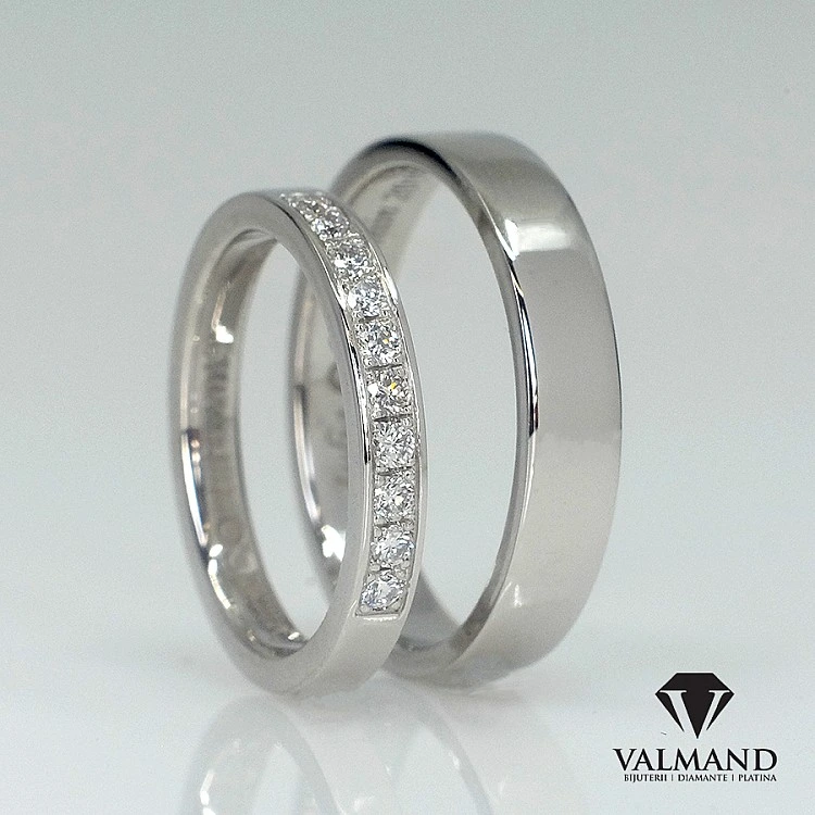 Verighete din Aur 18k sau Platina cu Diamante - model v067