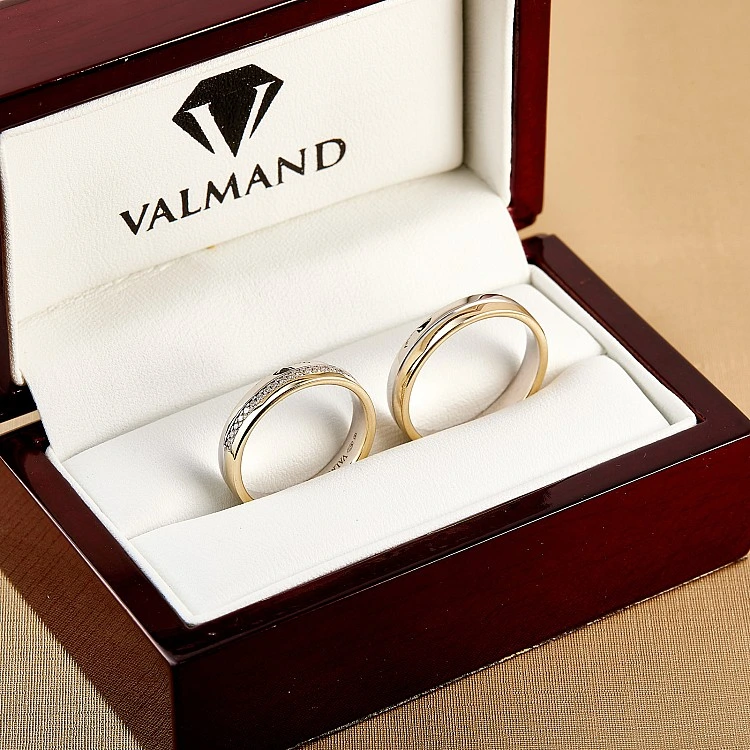 Verighete Bicolore din Aur 18k cu Diamante - model v073.1