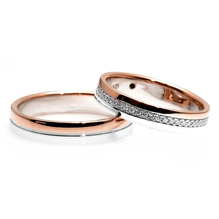 Verighete Bicolore din Aur 18k cu Diamante - model v073.1