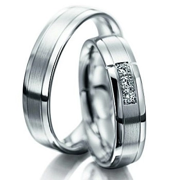 Verighete din Aur 18k sau Platina cu Diamante - model v077