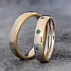 Verighete din Aur 18k Alb si Galben cu Diamante Albastre - model v1096