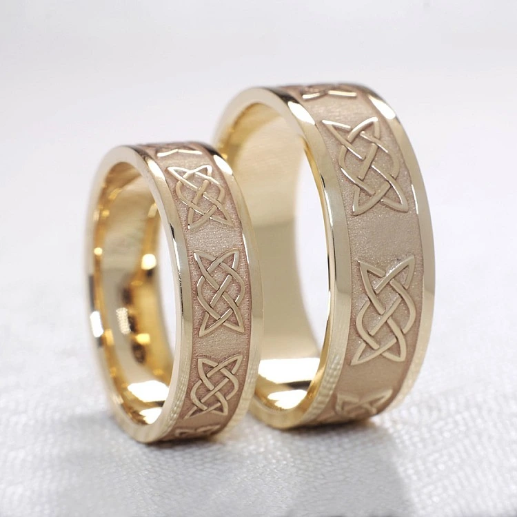 Verighete din Aur 18k sau Platina cu Model Laser Celtic Knot - model v1201