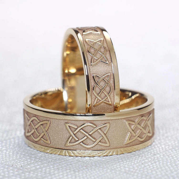 Verighete din Aur 18k sau Platina cu Model Laser Celtic Knot - model v1201