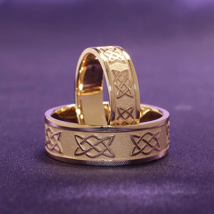 Verighete din Aur 18k sau Platina cu Model Laser Celtic Knot - model v1201