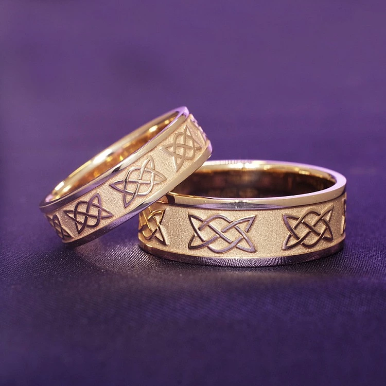 Verighete din Aur 18k sau Platina cu Model Laser Celtic Knot - model v1201
