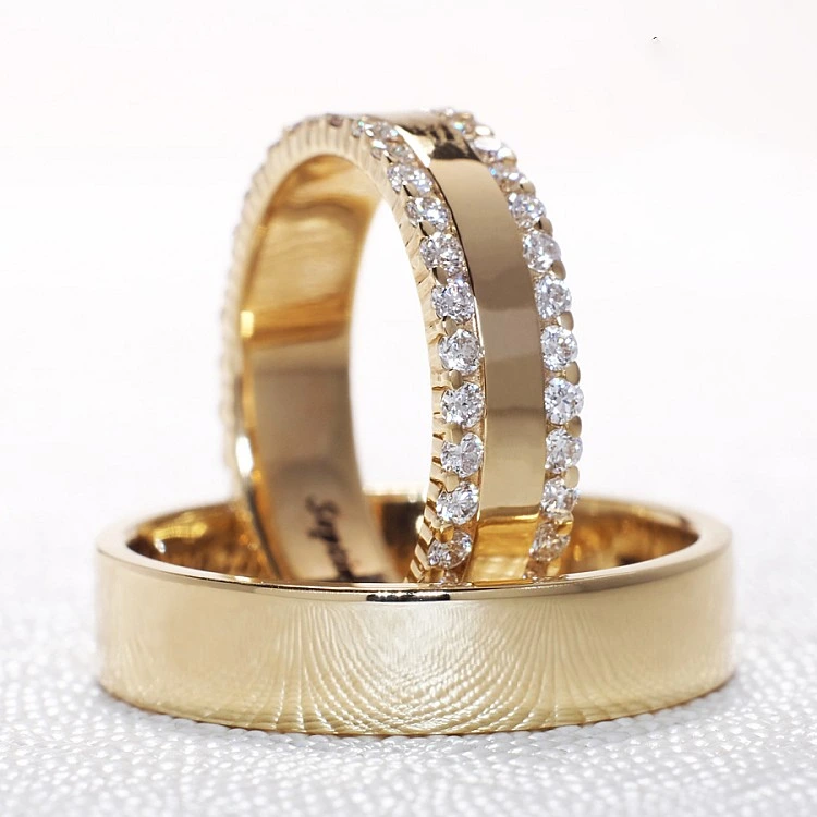 Verighete din Aur 18k sau Platina cu Diamante - model v1241