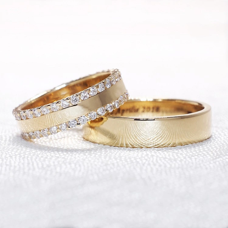 Verighete din Aur 18k sau Platina cu Diamante - model v1241