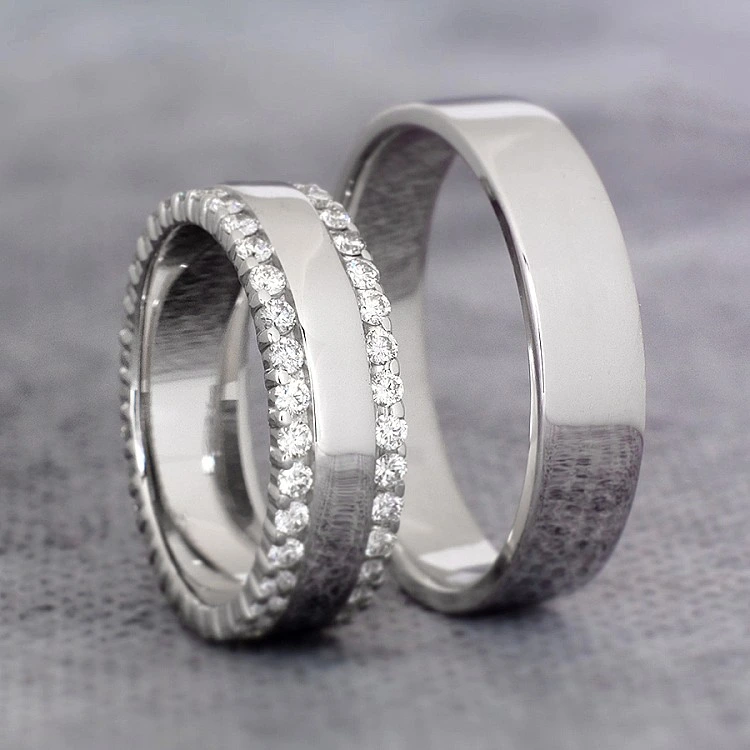 Verighete din Aur 18k sau Platina cu Diamante - model v1241