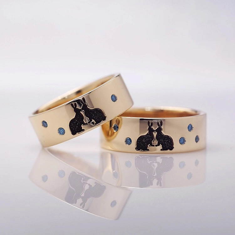 Verighete din Aur 18k sau Platina cu Diamante Model Rabbit - model v1252