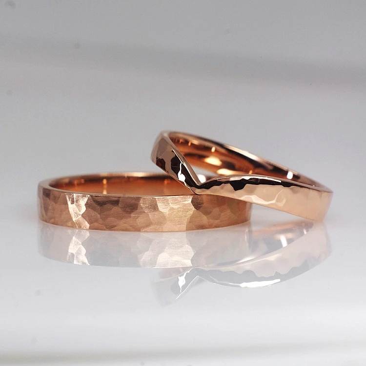 Verighete Vintage din Aur 18k sau Platina Finisaj Hammer - model v1318