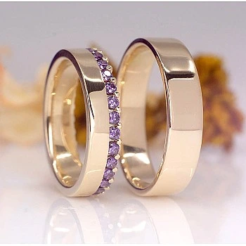 Verighete Full Stone din Aur 18k sau Platina cu Ametiste - model v140