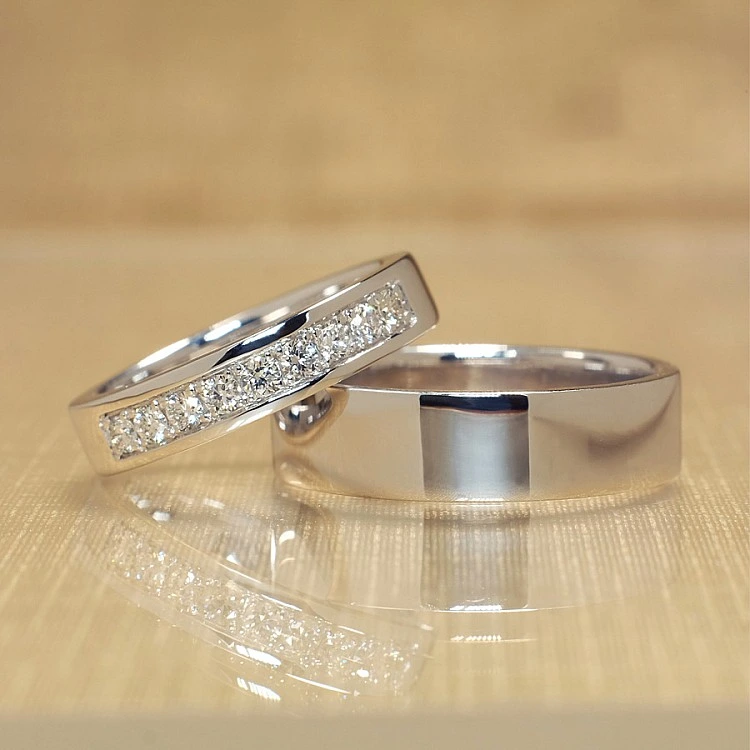 Verighete din Aur 18k sau Platina cu Diamante - model v141