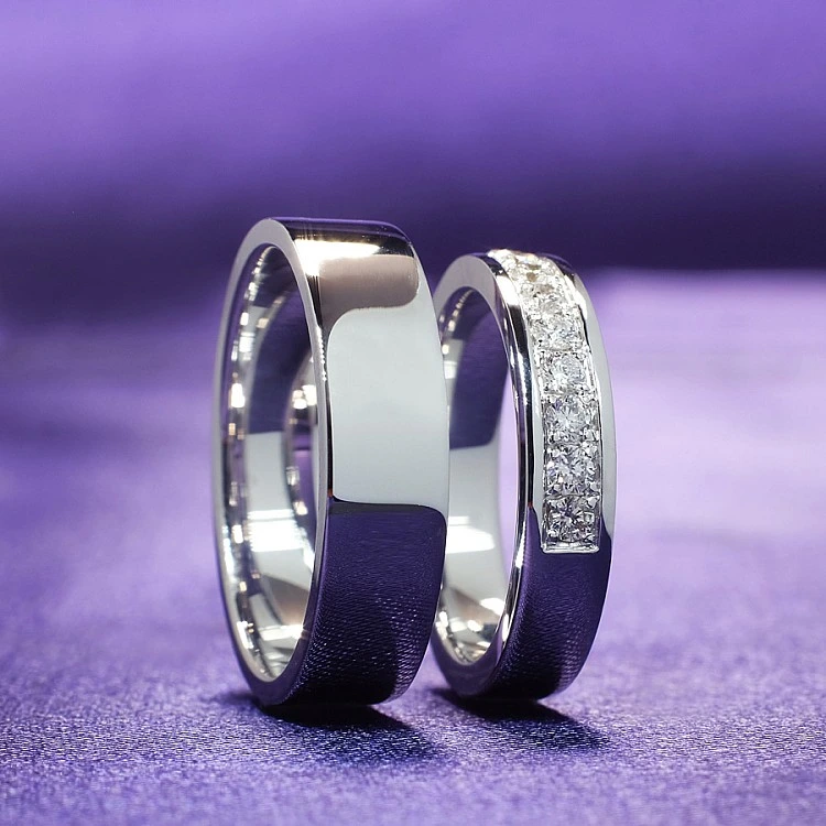 Verighete din Aur 18k sau Platina cu Diamante - model v141