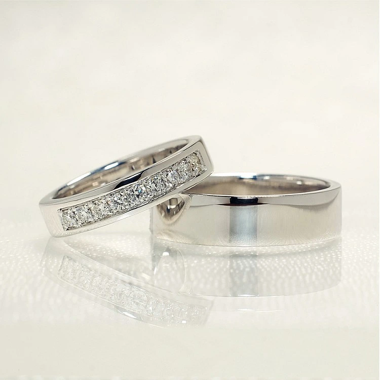 Verighete din Aur 18k sau Platina cu Diamante - model v141