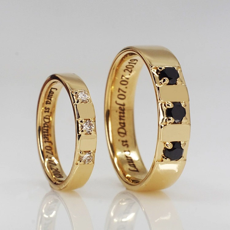 Verighete din Aur 18k sau Platina cu Diamante Incolore si Negre - model v1550