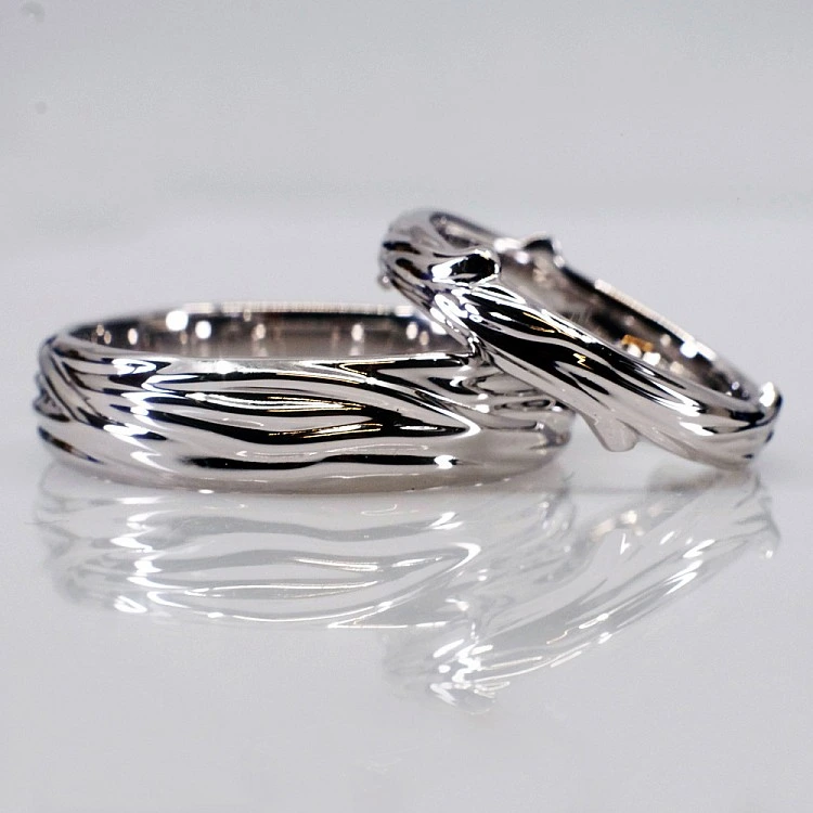Verighete din Aur 18k sau Platina cu Model Creanga - model v1574