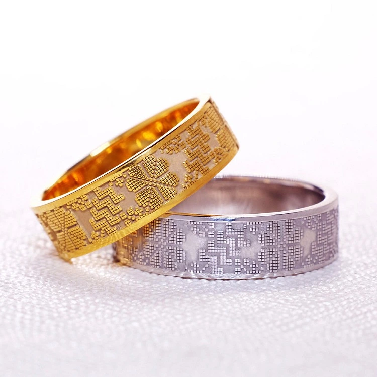 Verighete din Aur 18k sau Platina cu Model Laser Traditional - model v164