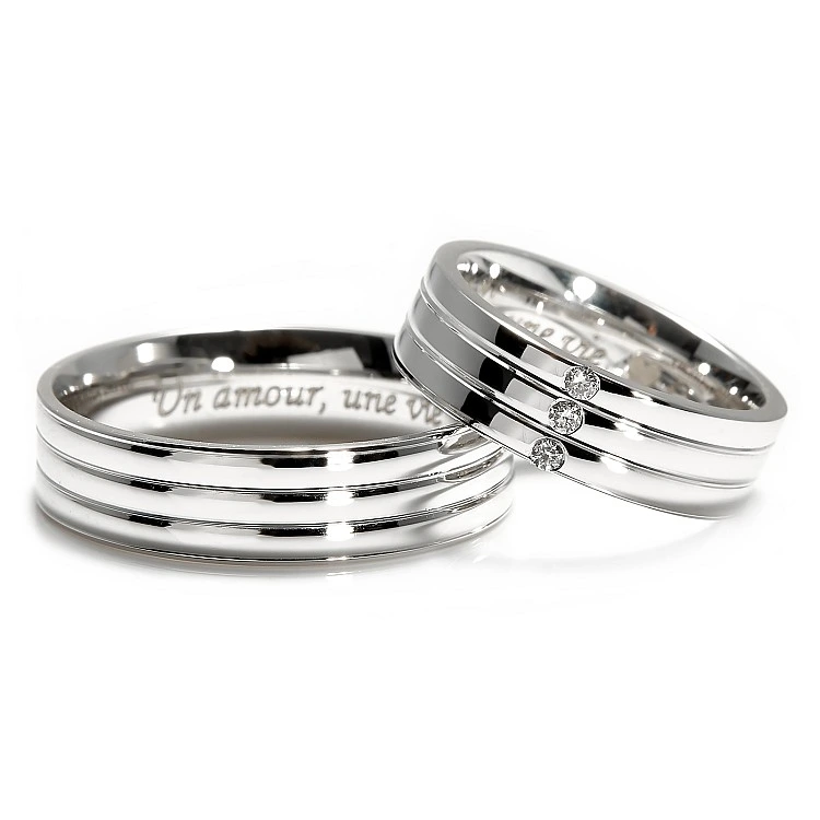 Verighete Doua Culori din Aur 18k cu Diamante - model v169