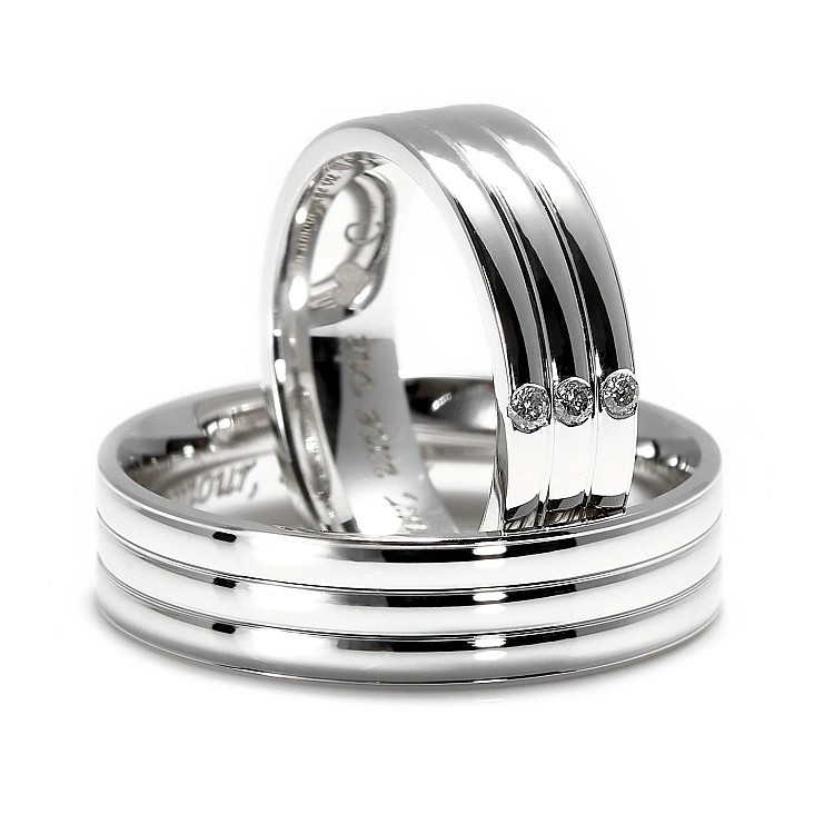 Verighete Doua Culori din Aur 18k cu Diamante - model v169