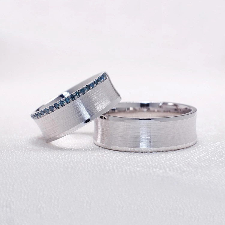 Verighete Barcuta din Aur 18k sau Platina cu Diamante Albastre - model v170