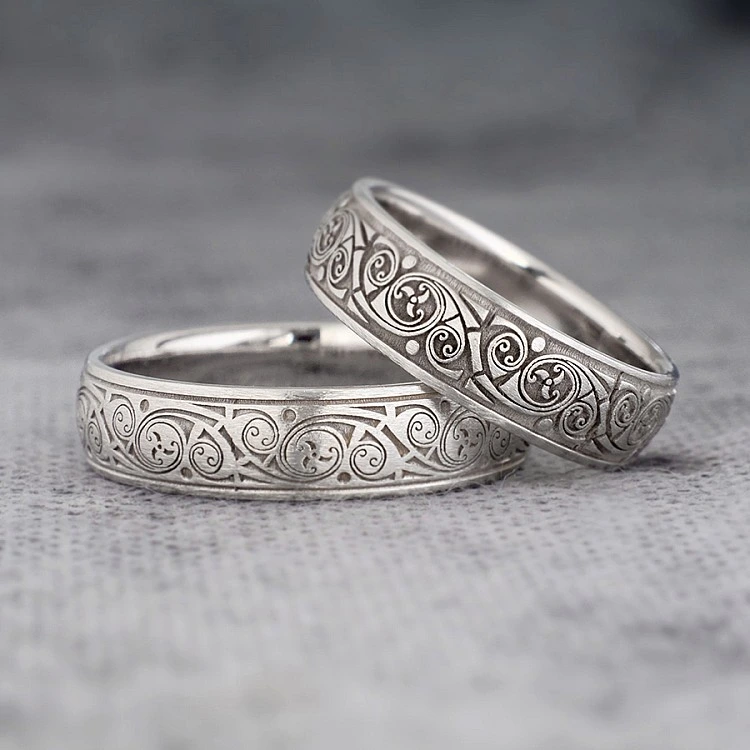 Verighete din Aur 18k sau Platina cu Model Laser - model v183