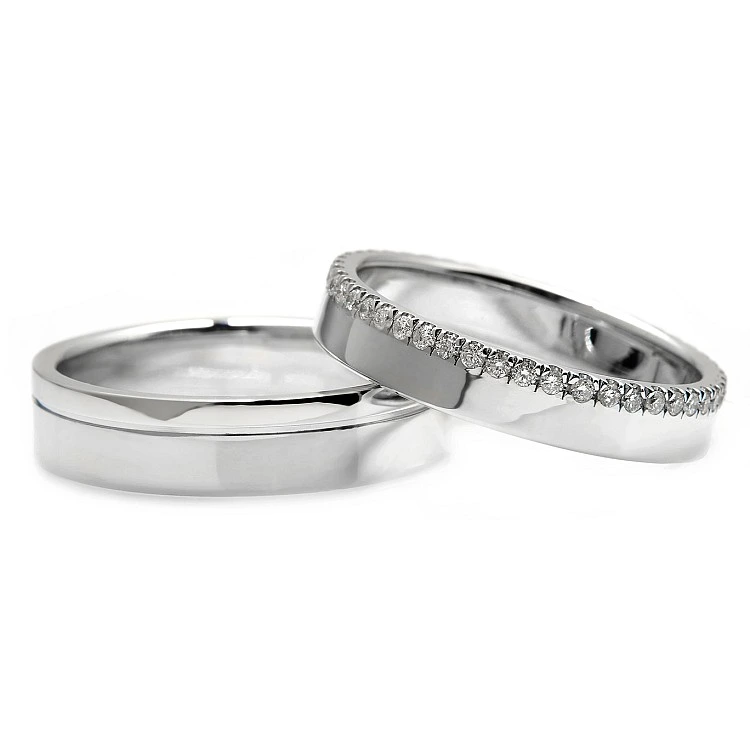 Verighete Bicolore din Aur 18k sau Platina cu Diamante - model v186