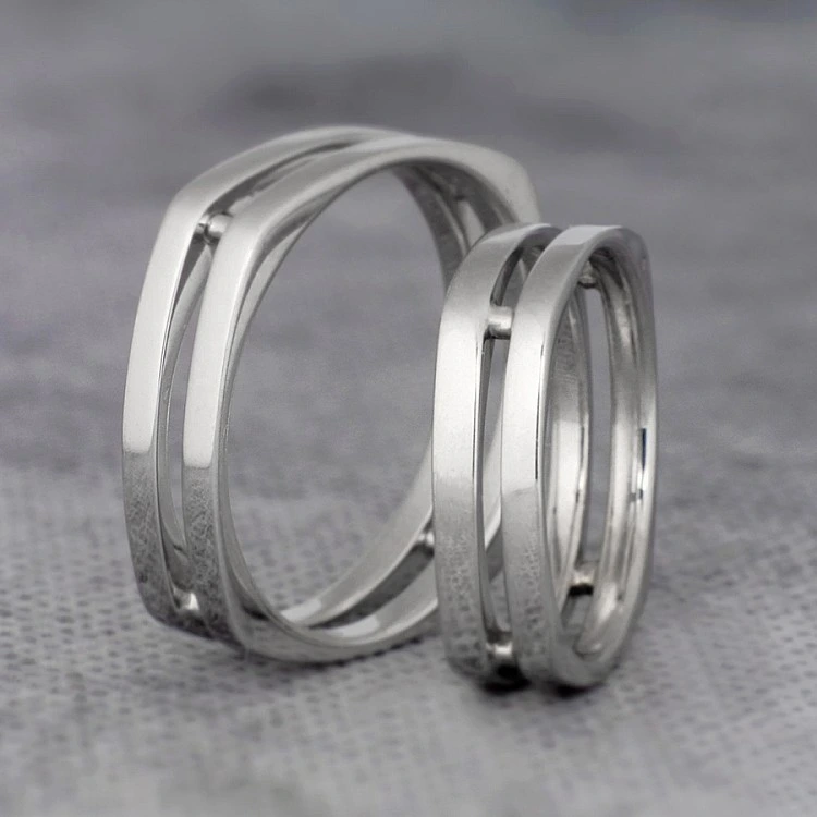 Verighete Patrate din Aur 18k sau Platina - model v196