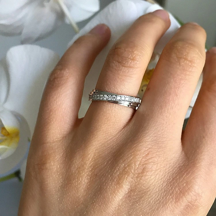 Verighete Bicolore din Aur 18k sau Platina cu Diamante Naturale - model v200